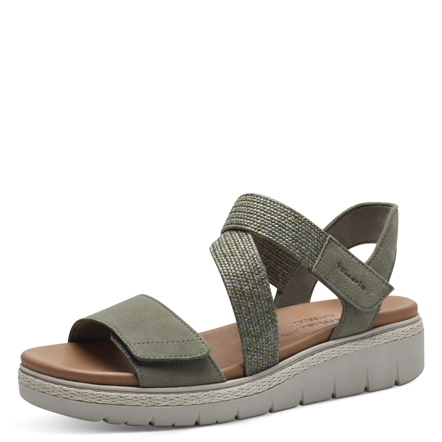 Дамски сандали Tamaris COMFORT-Lining естествен набук зелени