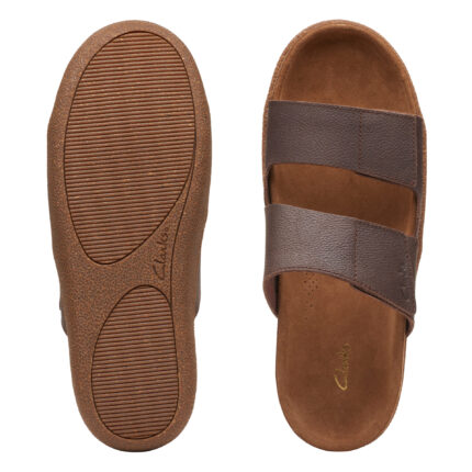 Мъжки анатомични чехли Clarks Pilton Strap естествен набук  матово кафяви