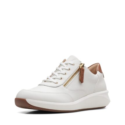 Дамски  спортни обувки Clarks Un Rio Zip естествена кожа бели