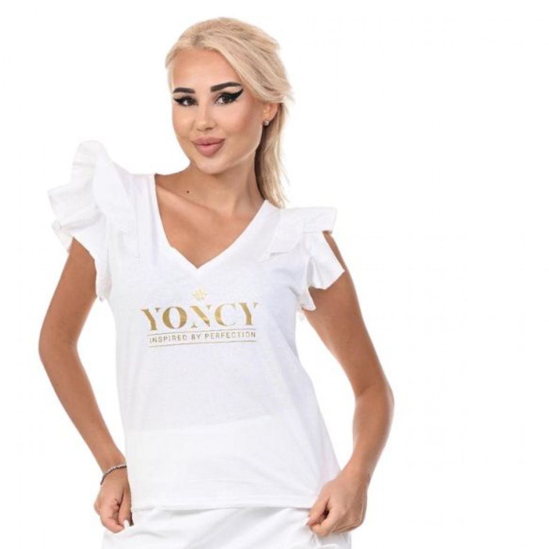 Бяла тениска Yoncy