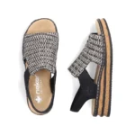 Дамски сандали на платформа Rieker 62971-00 черни/бежови - Image 4