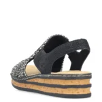Дамски сандали на платформа Rieker 62971-00 черни/бежови - Image 5