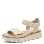 Дамски кожени сандали Tamaris Comfort Wide fit бежови - Image 2